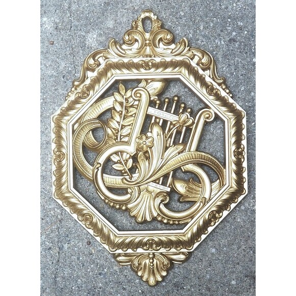 4 Vintage 1976 Mid Century Wall Art Plaques Musical Instruments SYROCO/HOMCO - Picture 5 of 5